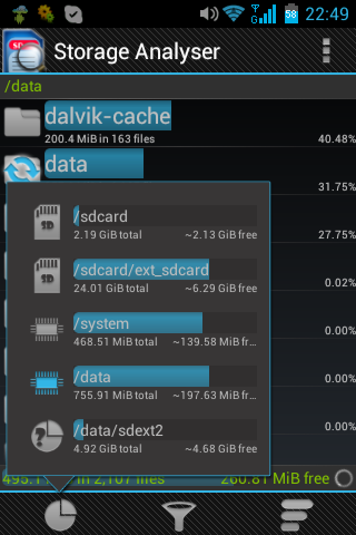 Android Storage Analyzer application Android Storage Analyser application